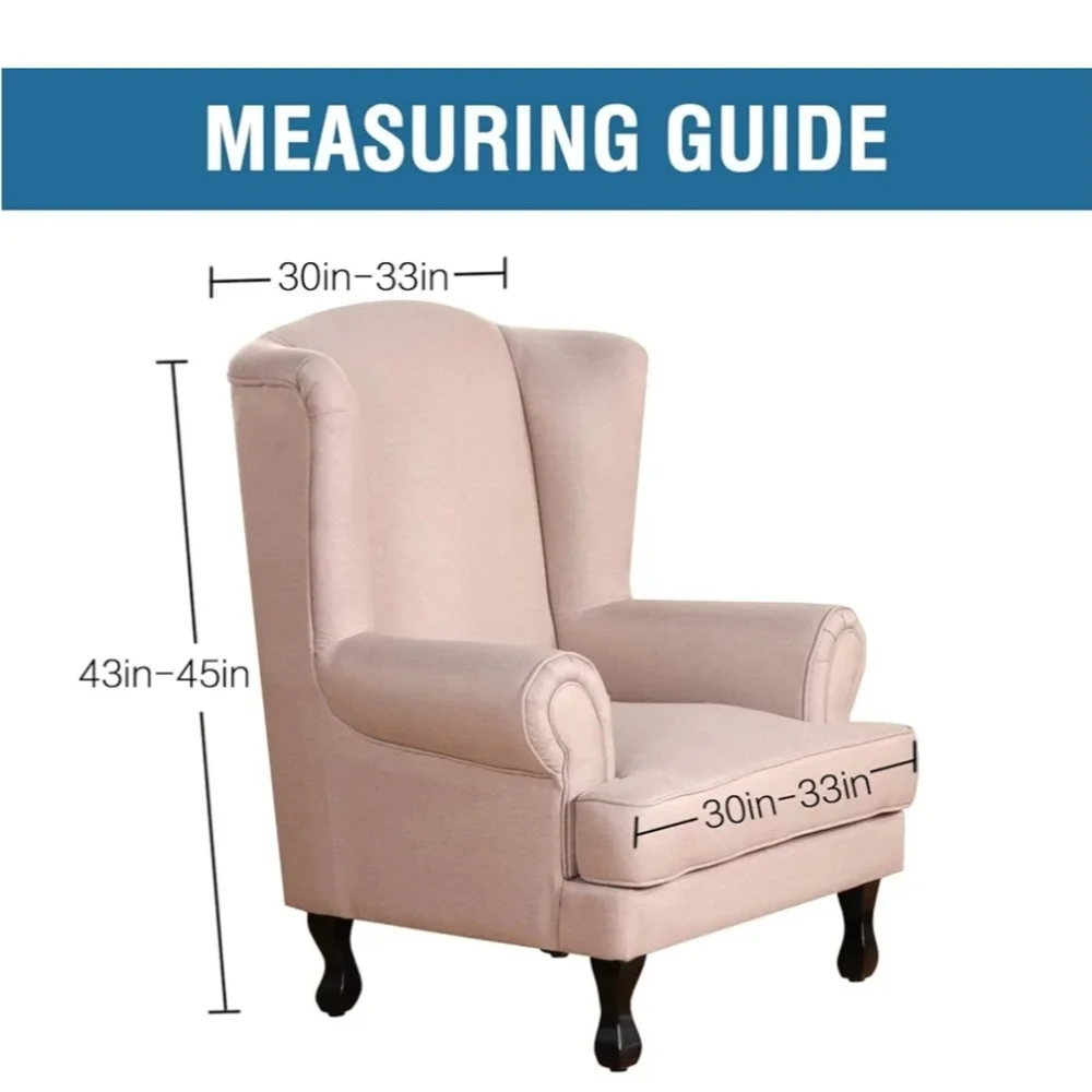 Wing Chair Queen Anne Style Cover Grey Slipcover
